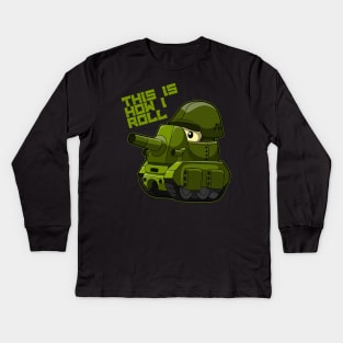 Funny Army Tank T-Shirt - This is How I Roll - Veterans Tee Kids Long Sleeve T-Shirt